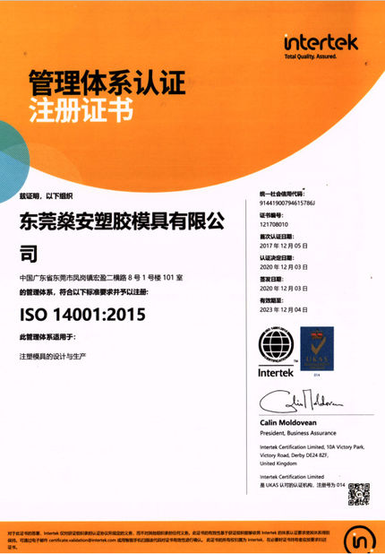 Chiny Sun On Plastic Moulding Limited Certyfikaty